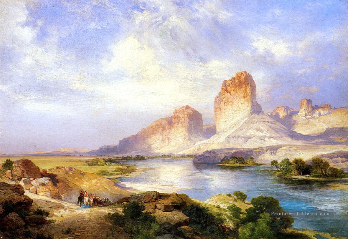 Green River Wyoming paysage montagnes Rocheuses école Thomas Moran Peintures à l'huile